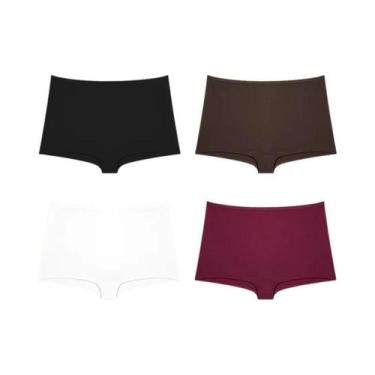 Imagem de Calcinhas Esportivas Femininas De Algodão Sem Costura 4 Peças Cores Só