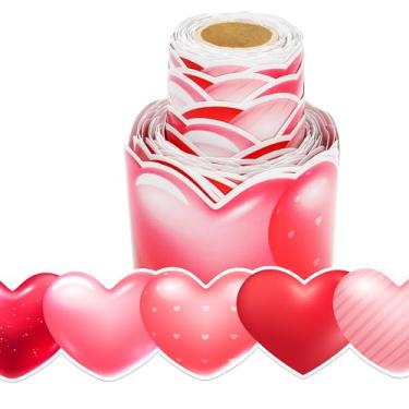 Imagem de Wonmon Rolo de borda de quadro de avisos de dia dos namorados, lindo enfeite de borda em formato de coração para dia dos namorados, casamento, aniversário, sala de aula, escritório, parede, quadro de