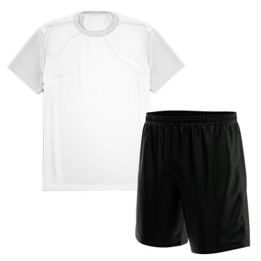 Imagem de Kit Calção Short Futebol Basquete Preto + Camiseta Manga Curta Masculina-Masculino