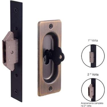 Imagem de Fechadura Arouca 4006 Interna Porta de correr Chave Dobravel Com Conch