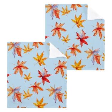 Imagem de xigua Toalhas de mão de algodão com folhas de bordo, toalhas de banho multiusos e absorventes toalhas de rosto macias para a pele para banheiro, cozinha, hotel, academia, panos de lavagem, 2 unidades