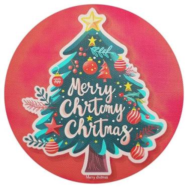 Imagem de xigua Jogo americano redondo para árvore de Natal, conjunto de 1, tapete de mesa redondo antiderrapante resistente ao calor, tapetes de mesa de 48 cm para decoração de cozinha, jantar e festa