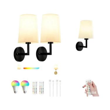 Imagem de Conjunto De Arandelas De Parede Pretas a Bateria, Lâmpadas Recarregáve