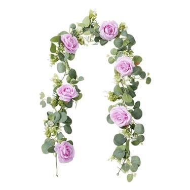 Imagem de Baoblaze Guirlanda de flores artificiais para pendurar, decoração de casamento realista e multiuso para festivais, jardins, paredes, salas e escritórios, Roxo