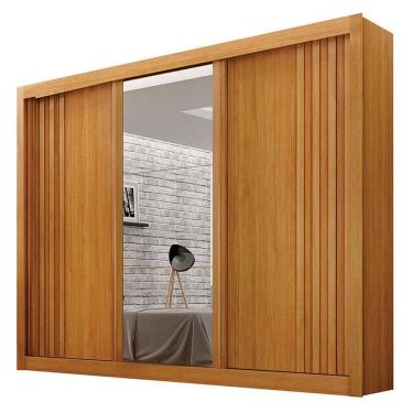 Imagem de Guarda Roupa Casal 3 Portas com Espelho Milano Cinamomo – Leifer Móveis