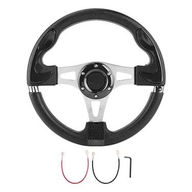 Imagem de Keenso Volante, Volante Esportivo de Carro de 320mm Com Botão de Buzina, Material de Pvc de Alumínio Premium, Leve e Confortável (Preta)