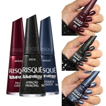 Imagem de Kit Esmaltes Risqué Lolla palooza 10 Cores Risqué Esmalte Glitter Coloridos (3 Tons)