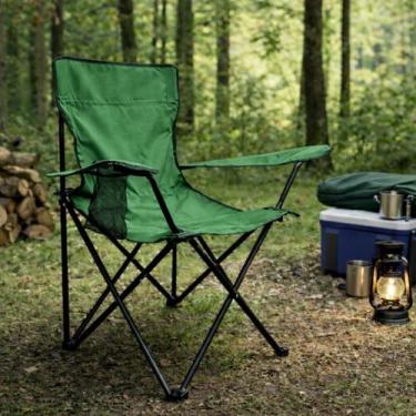 Imagem de Cadeira Dobrável Aço Carbono Com Porta Copos Pesca Praia Acampamento C