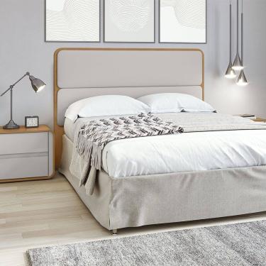 Imagem de Cabeceira Casal Loop Amendoa Clean Tecido Corano Bege Lopas