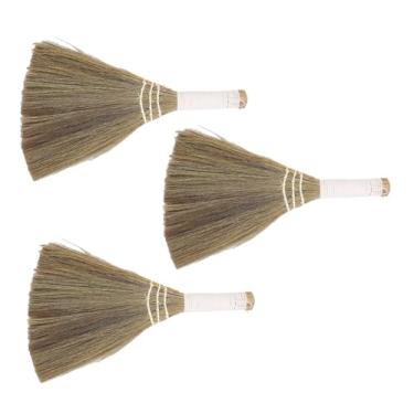 Imagem de Conjunto de vassoura batedora de 3 peças, vassoura de grama de cerdas macias feita à mão, ferramenta de varredura doméstica substituível para limpeza interna de escadas de piso de madeira