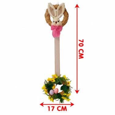 Imagem de Escapulário Pendente Guirlanda Páscoa Cabeça Coelho De 70cm