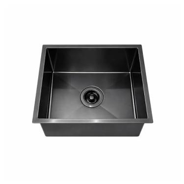 Imagem de Cuba Gourmet de Cozinha 44x44cm Quadrada Pia de Embutir ou Sobrepor Acompanha Acessórios Premium Aço Inox 304 Escovada Preta Brinovar