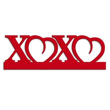 Imagem de Kercan XOXO Placas de decoração de madeira, placa de prateleira de madeira do dia dos namorados com pontos adesivos, decoração de parede vermelha amor para banheiro, quarto, decoração de casa