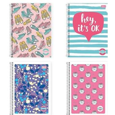 Imagem de Caderno de 10 Matérias Capa Dura, Pacote com 4 Cadernos, 160 Folhas, Cores Sortidas, Tilibra.