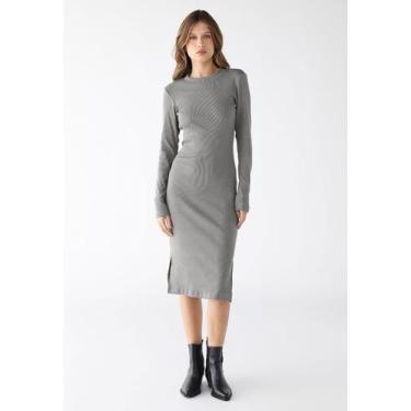 Imagem de Vestido Midi Manga Longa Fendas Laterais Ribana Premium - Levosch, Cin