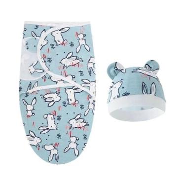 Imagem de Conjunto De Cobertor E Chapéu Para Bebê Recém-Nascido Em Algodão Com E