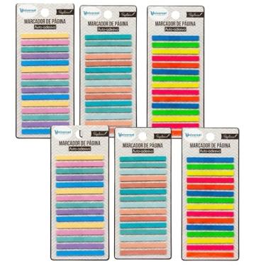 Imagem de Cartela de Marcador de Página Adesivo Translúcido Colorido Fita Tirinha Marca Texto Flag Index (6, Mista: Verde e Laranja,Candy Color e Neon)