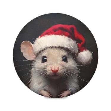 Imagem de STAYTOP Lindo jogo americano redondo de Natal com 4 peças, tapetes de mesa antiderrapantes fáceis de limpar para casa, cozinha, churrasco, festa, decoração de mesa
