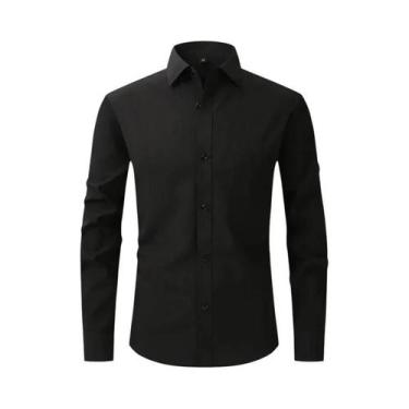 Imagem de Camisa Social Masculina Slim Fit De Manga Longa Elástica Tamanho EUA P