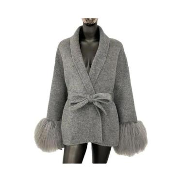 Imagem de Casaco Feminino De Lã Dupla Face De Alta Qualidade Com Punhos Removíve