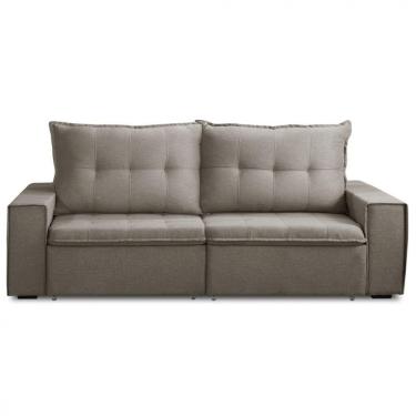 Imagem de Sofá Retrátil Reclinável Valentino 2,10m Linho Star Confort Linho Creme