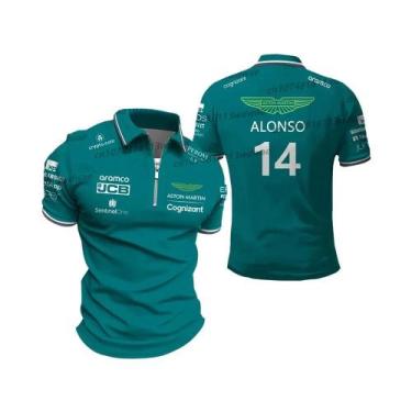 Imagem de Camisa Polo Com Zíper Unissex Da Equipe De Corrida Aston Martin Fernan