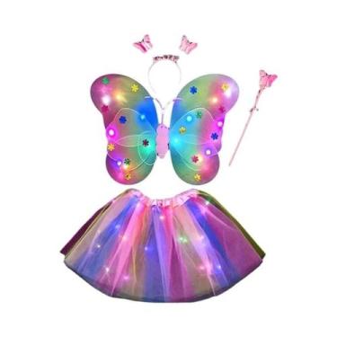 Imagem de Tiara De Asas De Borboleta Com Varinha LED Brilhante Para Fantasia De 