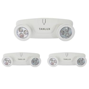 Imagem de TANLUX Luzes de emergência LED com bateria reserva, luzes de emergência comerciais ajustáveis com duas cabeças, certificação UL, AC 120/277V, luzes de emergência com fio para empresas - pacote com 3