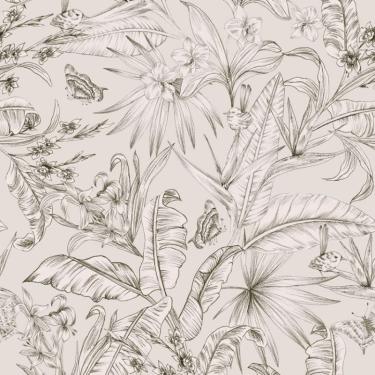 Imagem de Papel de Parede Botânica HF Folhagem Branco 81406