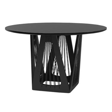 Imagem de Mesa 4 Lugares 135cm Tampo Redondo De Vidro Preto/ébano