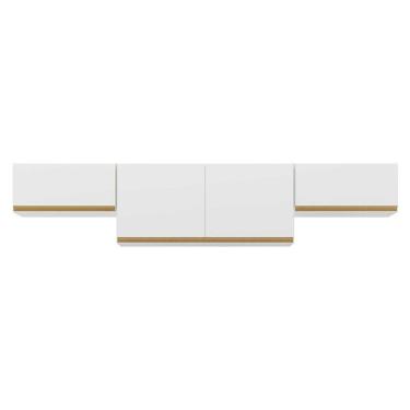 Imagem de Kit 3 Armários De Cozinha Aéreos 4 Portas Veneza Multimóveis Mp2151 Branco/dourado Branco/dourado
