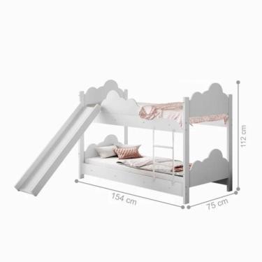 Imagem de Beliche Infantil Nuvem Com Escorregador Alice Branco