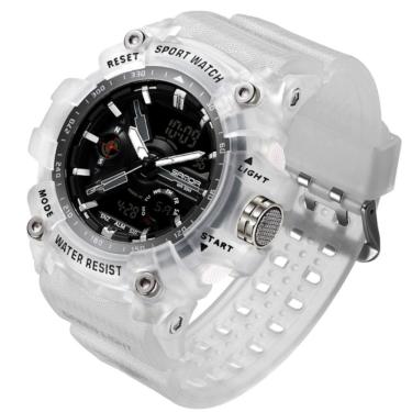 Imagem de Relógio De Pulso Masculino Esportivo De Quartzo Dual Display Digital A Prova D´agua Branco