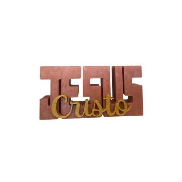 Imagem de Letreiro Jesus Cristo Placa Minimalista Bíblico Cristão Decorativo Mod