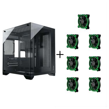 Imagem de Gabinete Gamer Aquario Clarity Preto + 7 Fan LED Cor Verde