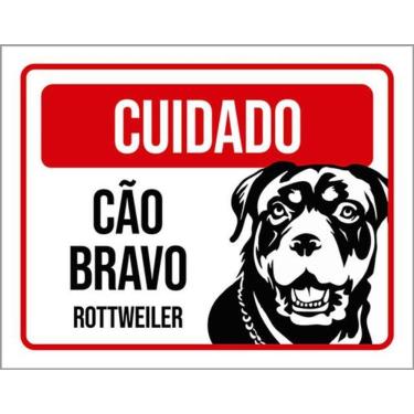 Imagem de Kit 10 Placas Cuidado Cão Bravo Rottweiler Pb 36X46