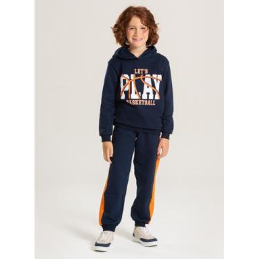 Imagem de Conjunto Inverno Menino Marinho Blusão com Capuz e Calça em Moletom Pl