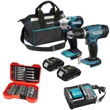 Imagem de Kit Parafusadeiras 18V Makita Dlx2336Y01 + Kit Bits 37 Peças - Canon