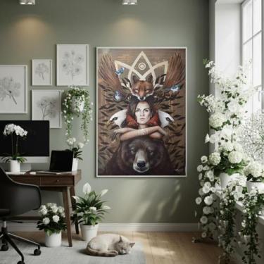 Imagem de Quadro Decorativo Alinhamento Espíritos 70X50Cm Mold Branca - Quadros 