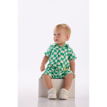 Imagem de Macaquinho Bebê Menino com Linho Três e Já-Masculino