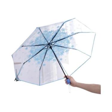 Imagem de Guarda-chuva Trifold Transparente Estilo Coreano Com Design Artístico 