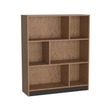 Imagem de Estante Livreiro para Escritório 6 Nichos B25 Emovell, Mel e preto