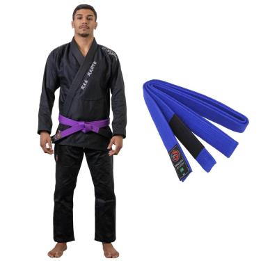 Imagem de Kimono Jiu Jitsu Naja Hanzo Preto Trançado E Reforçado 450g com Faixa BJJ Adulto-Unissex