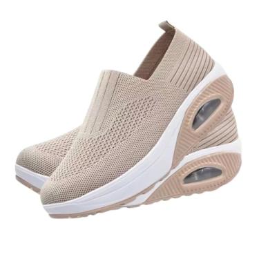 Imagem de Tênis Feminino Casual Slip On Ortopédico | Confortável, Leve, com Amortecedor para Esporão e Fascite Plantar – Cor Nude, Nº 34 ao 39 Disponíveis