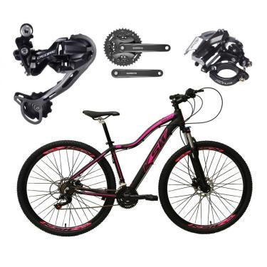 Imagem de Bicicleta Aro 29 Ksw Mwza Feminina Alumínio Câmbio Traseiro Shimano Deore e Altus 27v Freio Hidráulico Garfo Com Trava - Preto/Rosa