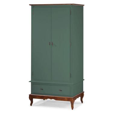 Imagem de 	Guarda Roupa Solteiro 2 Portas 1 Gaveta 60406 Linz Móveis - Verde Musgo/Imbuia