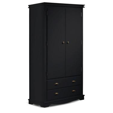 Imagem de Guarda Roupa Solteiro 2 Portas e 2 Gavetas Manchester 2054 Linz Móveis - Preto