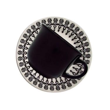 Imagem de Xícara de chá com Pires Estampa Donna Folk 180ml 1 Unidade - Biona 061414