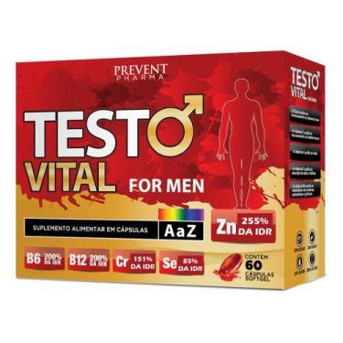 Imagem de Testo Vital For Men E Zinco A a Z 60 Cáps SoftGel Prevent Pharma, sem 