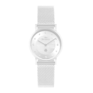 Imagem de Relógio Technos Feminino Ref: 2025luz/1k Slim Safira Mesh Prateado